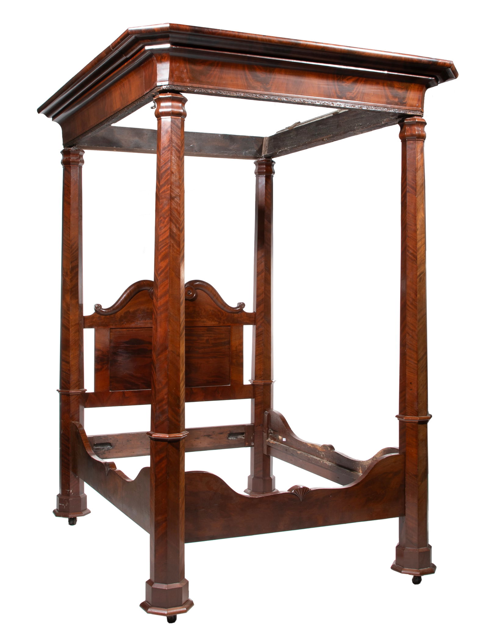American Classical Carved Mahogany Full Tester Bed 115 1/2 x 57 1/2 x 76 in. (293.4 x 146.1 x 193 (1 of 4)