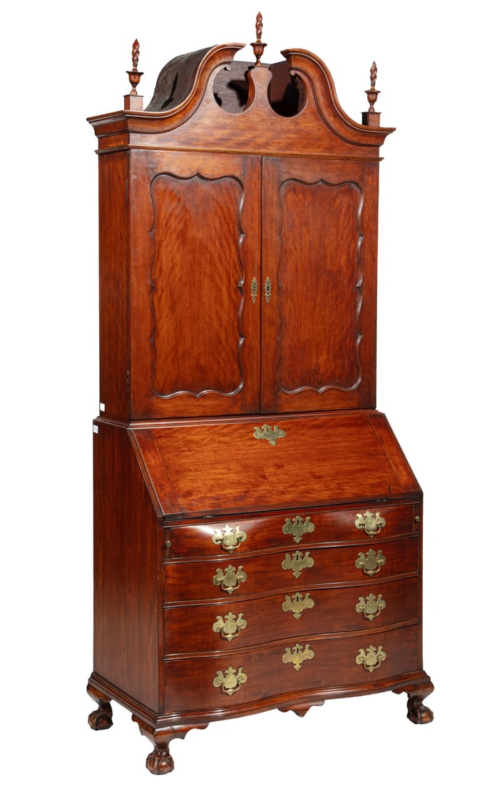 Rare Boston Chippendale Carved Birch Secretary Bookcase (1 of 14)