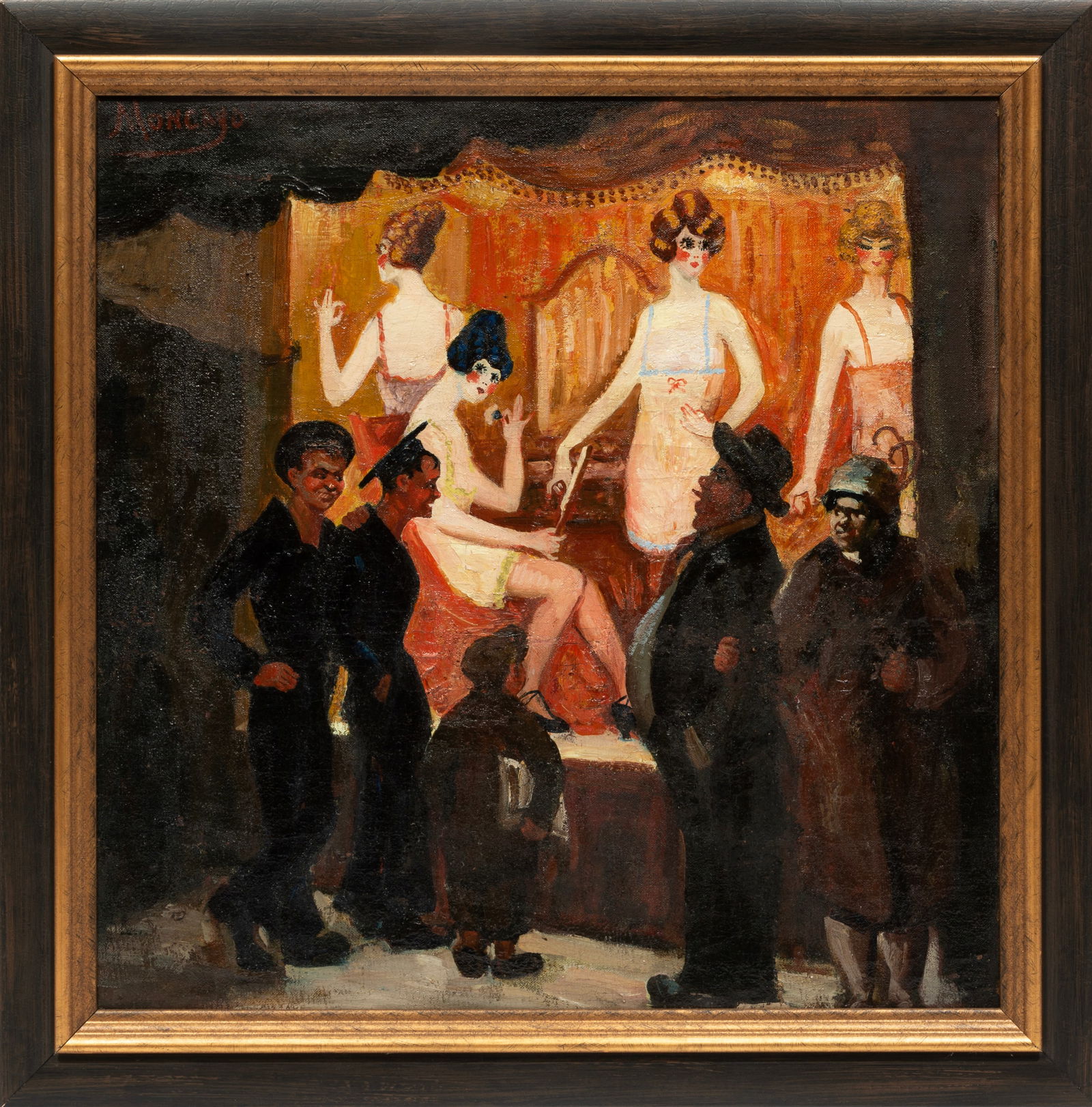 Isabelle Moncayo Johnson, American/New York 20th c., "Window Shopping", oil on canvas, 24 x 24 in. (1 of 3)