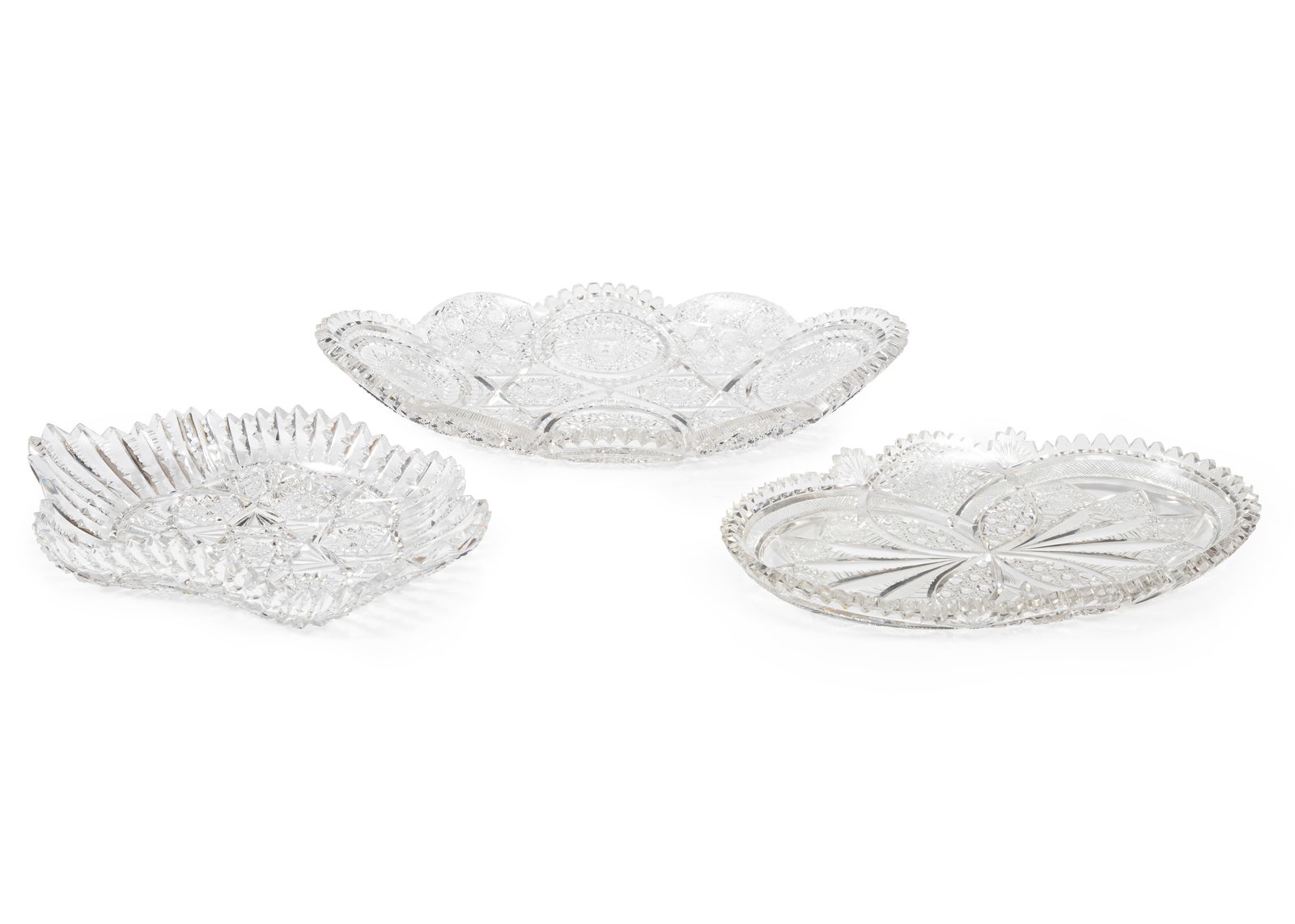 Three American Brilliant Cut-Glass Ice Cream Dishes (1 of 2)