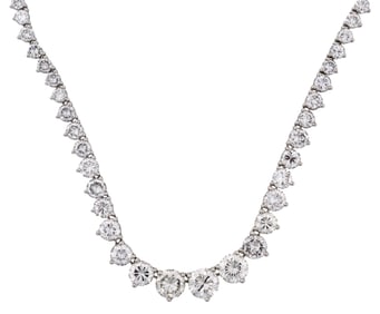 14 kt. White Gold and Graduated Diamond Necklace