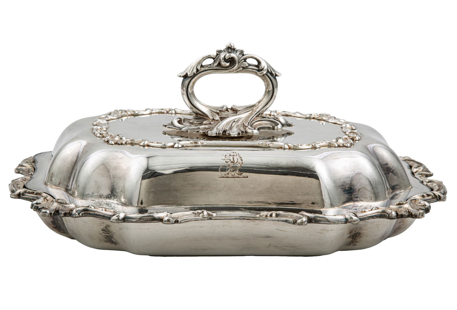 Set of Four Old Sheffield Plate Entree Dishes, h. 6 1/4 in., l. 13 in., w. 9 3/4 in. (1 of 6)