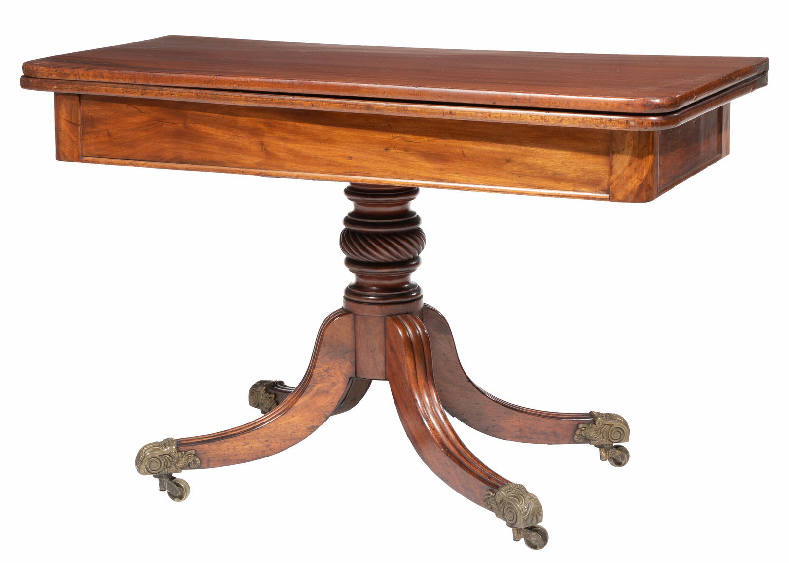 Regency Carved Mahogany Games Table 29 x 21 x 46 in. (73.7 x 53.3 x 116.8 cm.), Frame: 28 1/2 x 42 x (1 of 3)