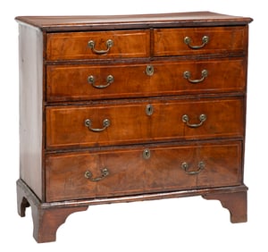 George III Inlaid Walnut Chest of Drawers 35 1/2 x 37 x 18 in. (90.2 x 94 x 45.7 cm.)