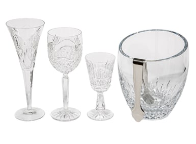 Waterford Crystal "Lismore" Ice Bucket and Pairs of Stemware
