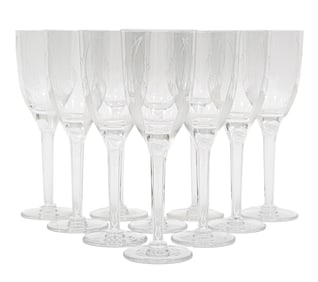 Eleven Lalique Crystal "Ange de Reims" Champagne Flutes