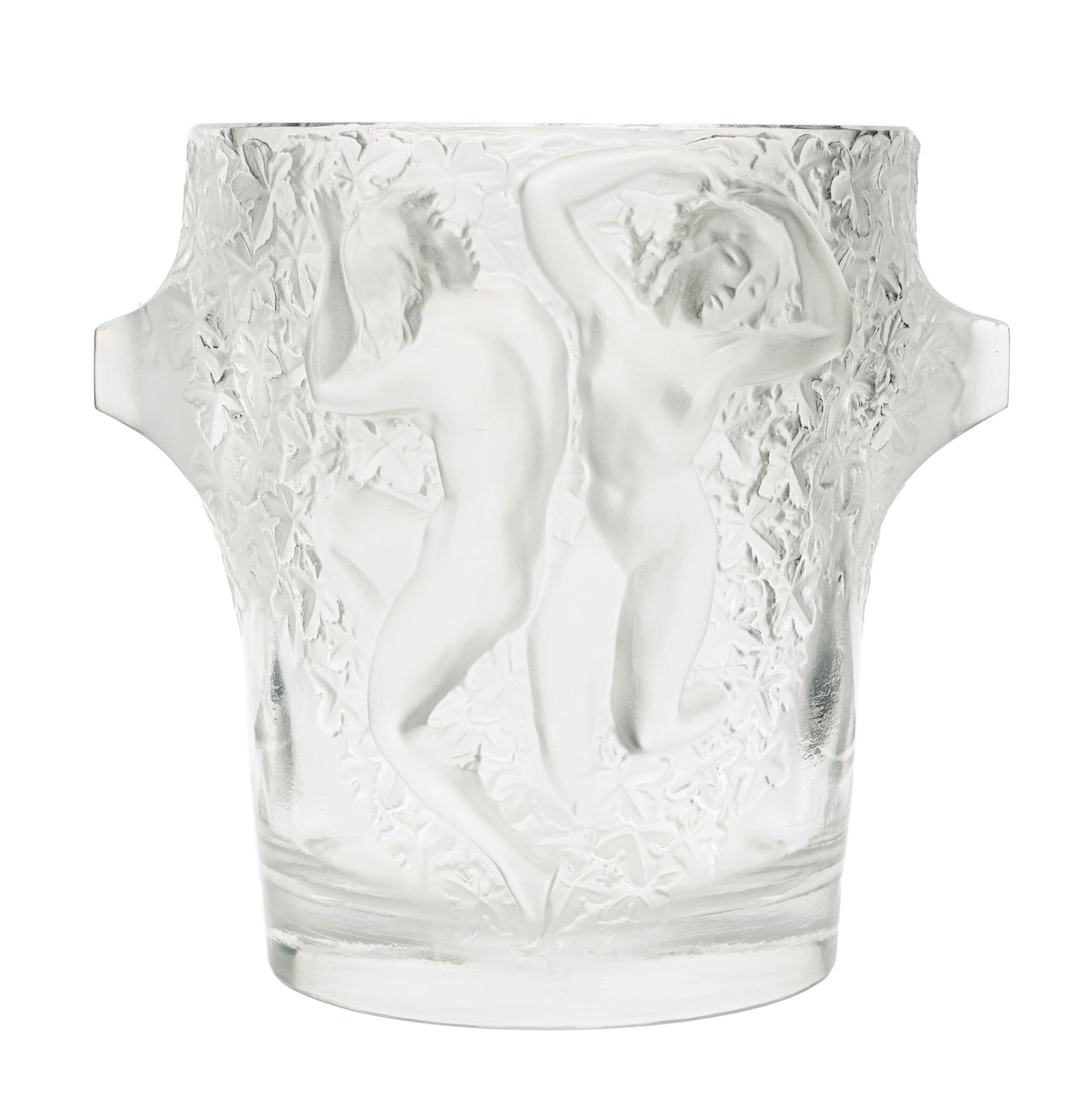 Lalique Glass "Ganymede" Champagne Bucket or Wine Cooler: Lalique Glass "Ganymede" Champagne Bucket or Wine Cooler , signed, designed 1948 by Marc Lalique (1900-1977), model 11951, h. 9 in., dia. 8 1/2 in.