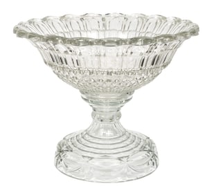A Monumental American Molded Flint Glass Punch Bowl