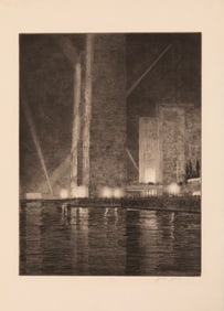 Gerald Kenneth Geerlings, American, 1897-1998, "Grand Canal, America", etching on paper, 1933,