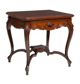 American Rococo Carved Mahogany Side Table 28 x 28 1/2 x 24 1/2 in. (71.1 x 72.4 x 62.2 cm.)