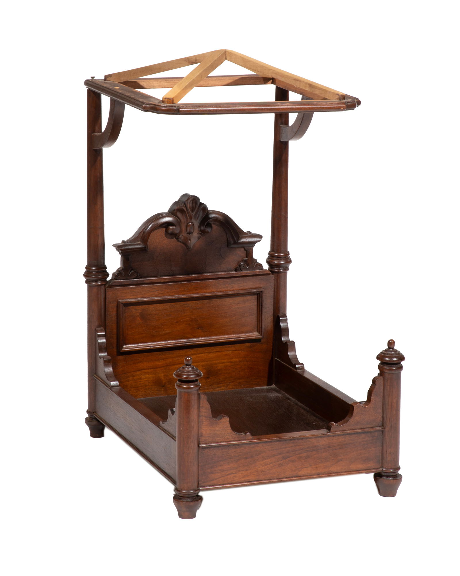 American Rococo Carved Mahogany Salesman Sample Half Tester Bed 29 x 16 x 20 1/2 in. (73.7 x 40.6 x (1 of 3)