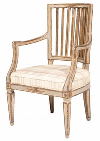Venetian Carved, Painted and Parcel Gilt Armchair 35 1/2 x 19 1/2 x 22 1/2 in. (90.2 x 49.5 x 57.2