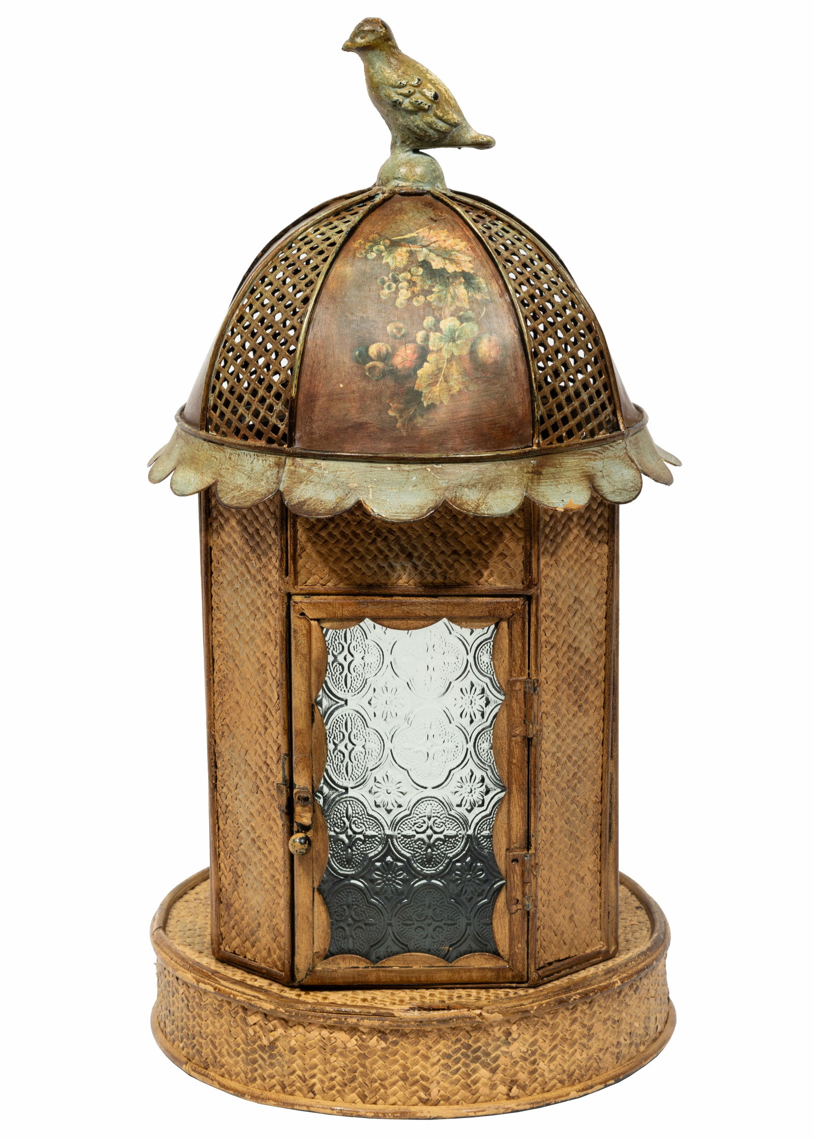 Antique French Tole Peinte Lantern h. 18 in., dia. 9 in. (1 of 4)