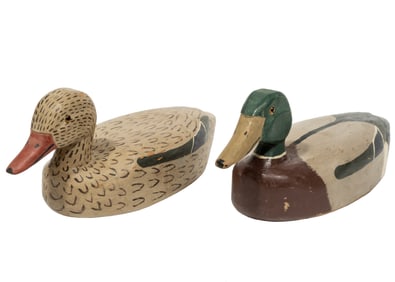 Pair of Louisiana Carved Mallard Duck Decoys
