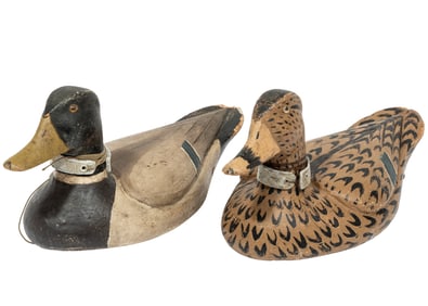 Pair of Louisiana Carved Mallard Duck Decoys