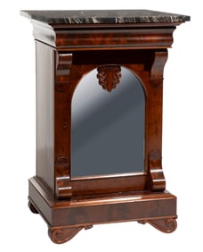 American Late Classical Carved Mahogany and Marble Top Mixing Cabinet 40 x 26 1/4 x 23 in. (101.6 x