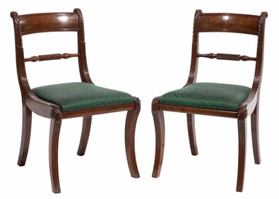Pair of American Classical Carved Mahogany Side Chairs
