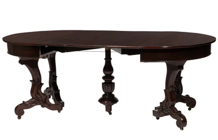 American Classical Carved Mahogany Extension Dining Table 30 1/4 x 44 3/4 x 92 1/4 in. (76.8 x 113.7