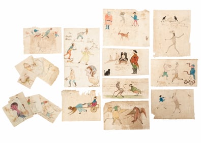 George Washington Sully, American/Louisiana 1816-1890, "Fantastic Creatures", 48 watercolor, pencil