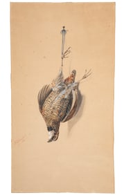 George Louis Viavant, American/Louisiana 1872-1925, "Nature Morte: Quail", watercolor on paper,