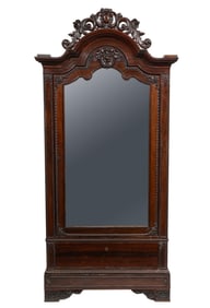 American Rococo Carved Rosewood Armoire 101 x 50 x 24 in. (256.5 x 127 x 61 cm.)