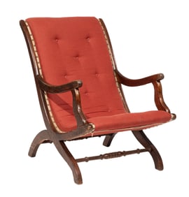 American Carved Oak Campeche Chair 35 x 24 1/2 x 25 in. (88.9 x 62.2 x 63.5 cm.)