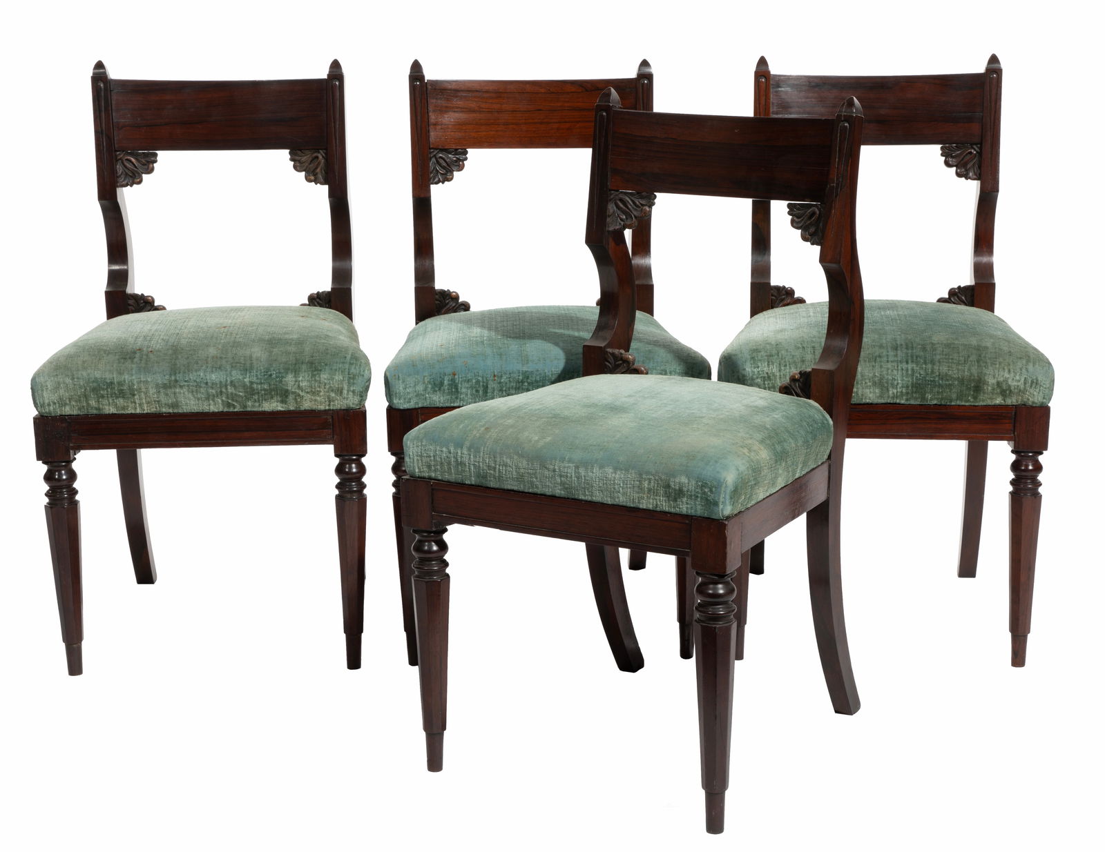 Fine Set of Four Late Classical Rosewood Side Chairs 33 x 18 x 16 1/2 in. (83.8 x 45.7 x 41.9 cm.) (1 of 4)