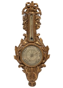 Antique French Giltwood Barometer 41 x 18 in. (104.1 x 45.7 cm.)