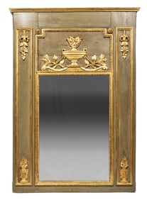 Antique French Giltwood and Polychrome Mirror 60 1/2 x 33 in. (153.7 x 83.8 cm.)