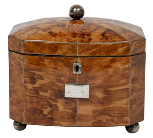 Georgian Tortoiseshell Tea Caddy 5 3/4 x 6 1/2 x 4 1/4 in. (14.6 x 16.5 x 10.8 cm.)