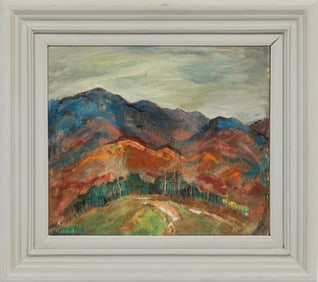 Marie Atkinson Hull, American/Mississippi 1890-1980, "California Mountains", oil on board, 12 x 13