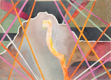 Virginia Barnes, American/Alabama 1895-1984, "Neon Lights", watercolor and graphite on paper, 22 x