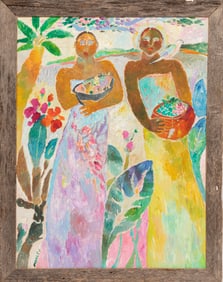 Ann "Frantic" Roberts Morley, American/Florida 1936-2009, ?Two Island Women?, oil on panel, 48 x 36