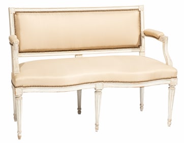 Louis XVI-Style Painted Settee 35 x 20 x 44 in. (88.9 x 50.8 x 111.8 cm.)
