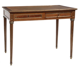 Directoire-Style Brass Mounted Mahogany Bureau Plat 30 x 39 1/2 x 23 1/2 in. (76.2 x 100.3 x 59.7