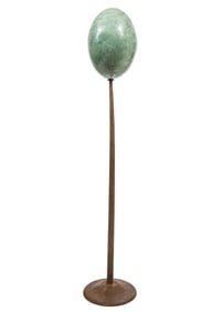 Tom Ladousa, American/Louisiana b. 1974, ?6 Steel Boiled Egg #1?, ceramic, glaze and steel, Egg: 17