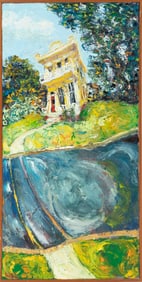 James Michalopoulos, American/Louisiana b. 1951, "Laboria Majoria", oil on canvas, 48 x 24 in.