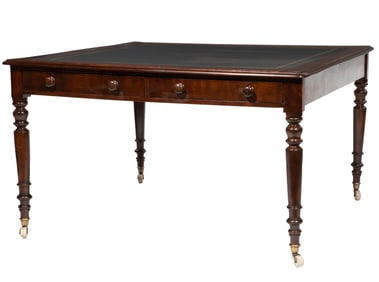 Georgian-Style Mahogany Library Table 31 x 53 1/2 x 53 1/2 in. (78.7 x 135.9 x 135.9 cm.)