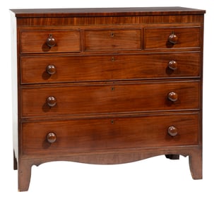 Georgian String Inlaid Mahogany Chest 43 x 20 x 47 in. (109.2 x 50.8 x 119.4 cm.)