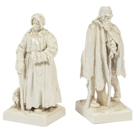Pair of Capodimonte Porcelain Figures of Beggars after Jacques Callot (French, 1592-1635)