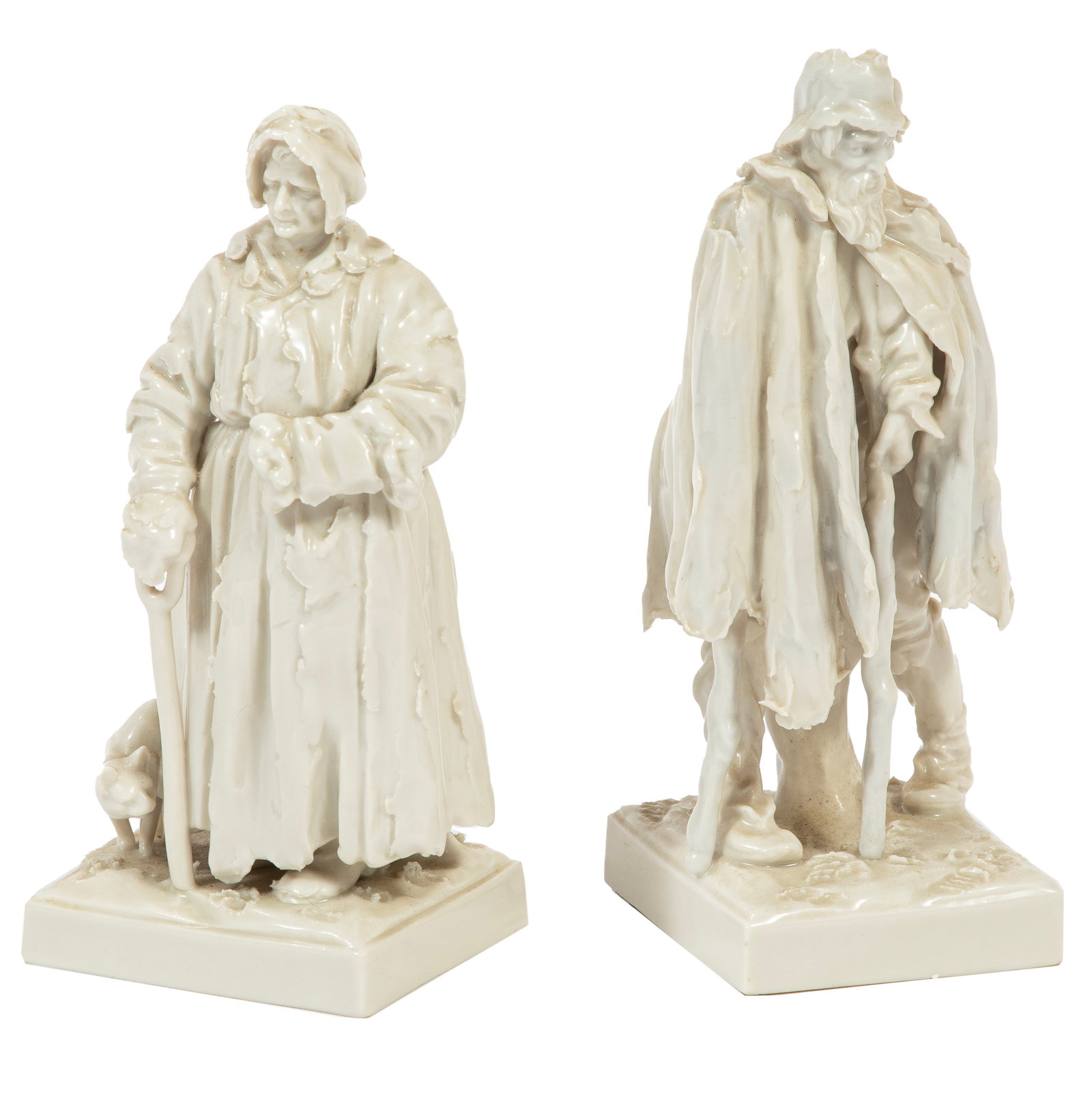 Pair of Capodimonte Porcelain Figures of Beggars after Jacques Callot (French, 1592-1635): Pair of Capodimonte Porcelain Figures of Beggars after Jacques Callot (French, 1592-1635)blue crown over N marks, h. 6 in.
