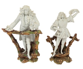 Pair of European Bisque Porcelain Figures