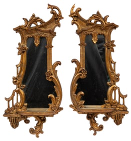 Pair of Georgian-Style Giltwood Mirrored Wall Brackets