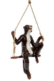 French Majolica Figure of a Monkey on a Swing