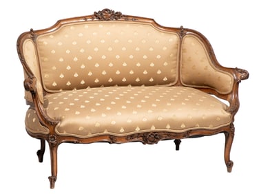 Louis XV/XVI-Style Carved Walnut Settee