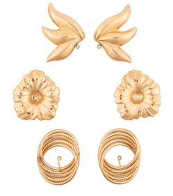 Three Pairs of 14 kt. Yellow Gold Earring Jackets