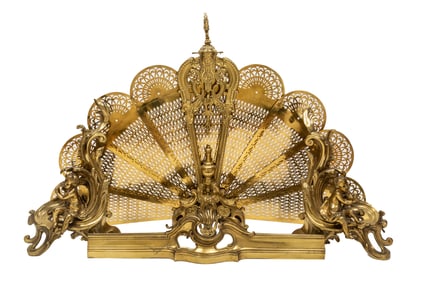 Louis XV-Style Brass Fireplace Garniture