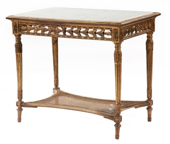 Louis XVI-Style Carved Giltwood Center Table
