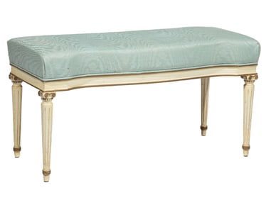 French Parcel Gilt and Cr?me Peinte Bench 19 x 37 x 15 in. (48.3 x 94 x 38.1 cm.)