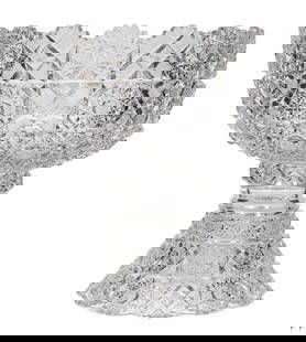 American Brilliant Cut-Glass Punch Bowl: American Brilliant Cut-Glass Punch Bowltwo parts, h. 12 in., dia. 11 3/4 in.